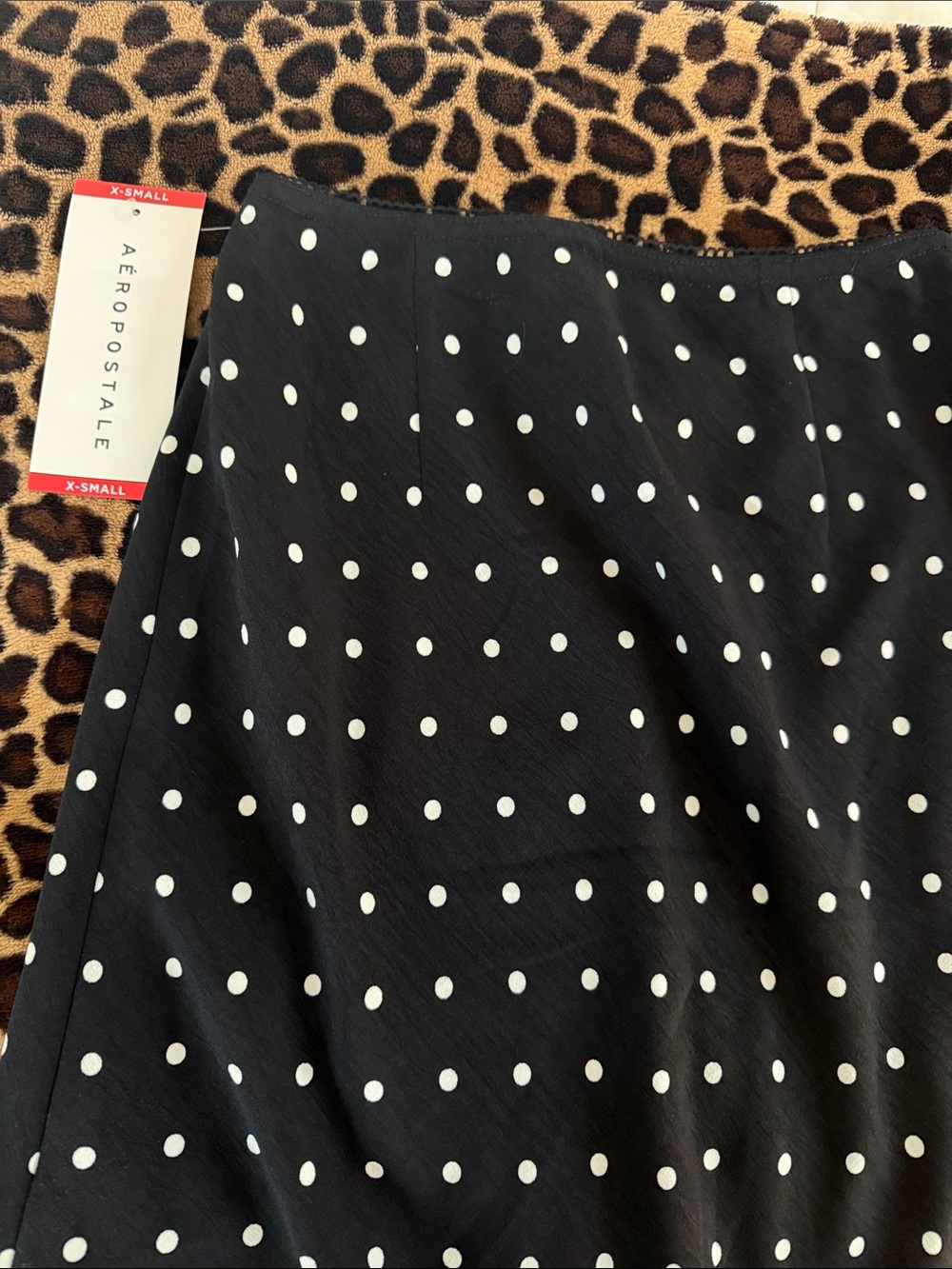Aeropostale Black Maxi Skirt with White Polka Dots - Picture 2 of 5